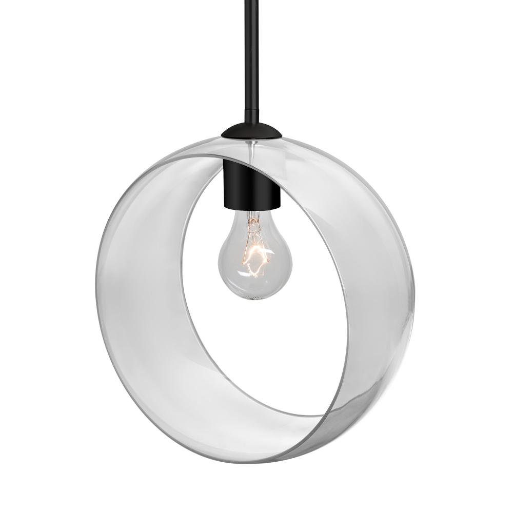 Besa, Plato Stem Pendant, Clear, Black Finish, 1x60W MAX E26 Base