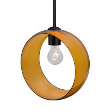 Besa Lighting 1TT-PLATOAM-BK-NI - Besa, Plato Stem Pendant, Amber, Black Finish, 1x60W MAX E26 Base