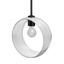 Besa Lighting 1TT-PLATOCL-BK-NI - Besa, Plato Stem Pendant, Clear, Black Finish, 1x60W MAX E26 Base