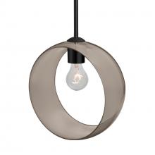 Besa Lighting 1TT-PLATOSM-BK-NI - Besa, Plato Stem Pendant, Smoke, Black Finish, 1x60W MAX E26 Base