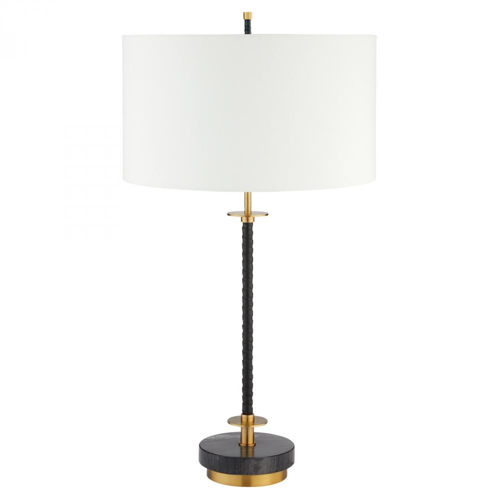 Santiago Table Lamp Black Brass White