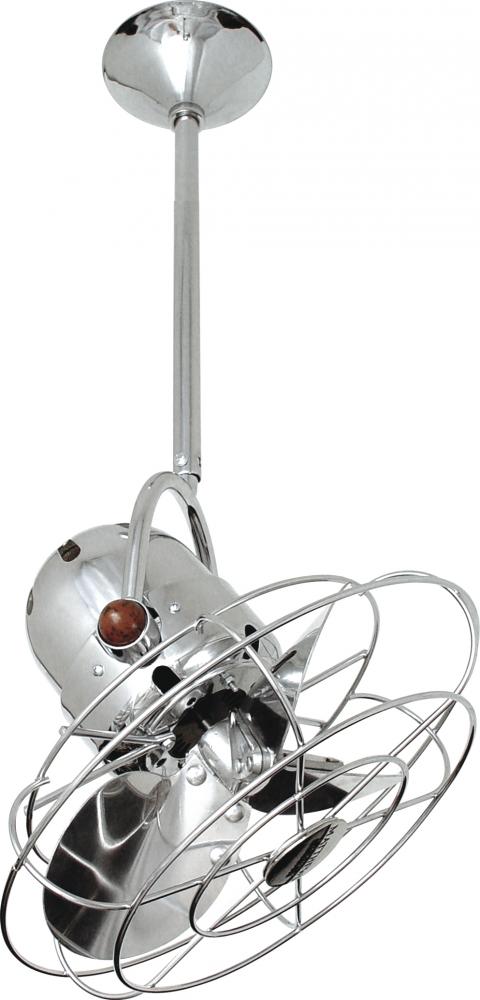 Bianca Direcional ceiling fan in Polished Chrome finish with metal blades.