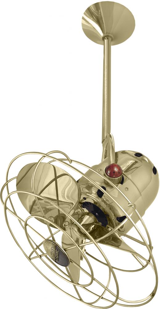 Bianca Direcional ceiling fan in Polished Brass finish with metal blades.