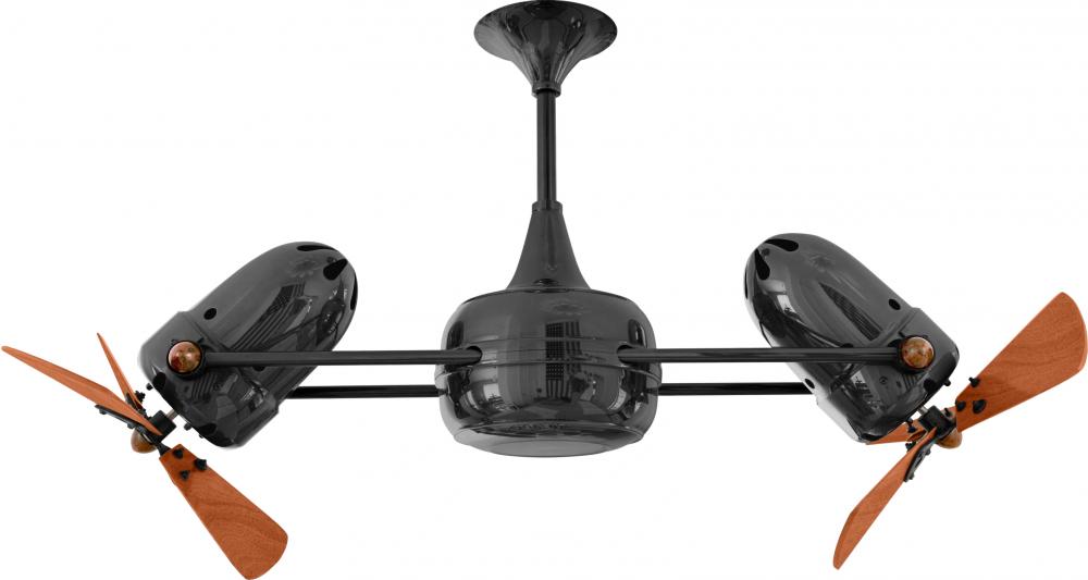 Duplo Dinamico 360” rotational dual head ceiling fan in Black Nickel finish with solid sustainab