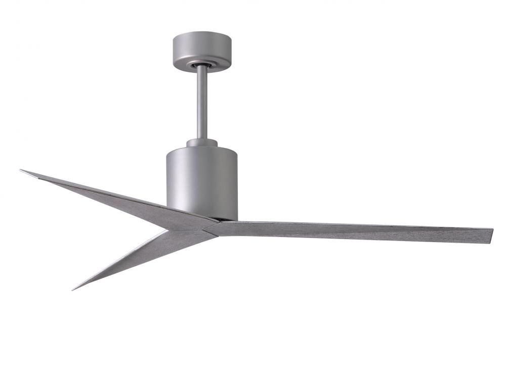 Eliza 3-blade paddle fan in Brushed Nickel finish with barn wood all-weather ABS blades. Optimized