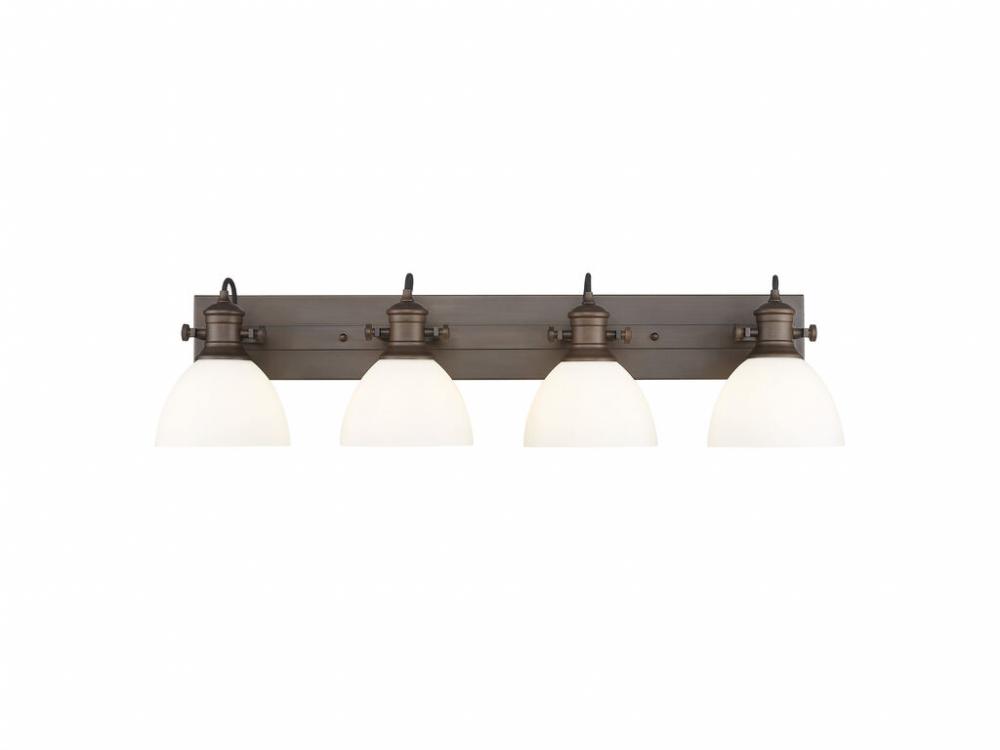 Hines 4-Light Vanity Light in Rubbed Bronze with Opal Glass