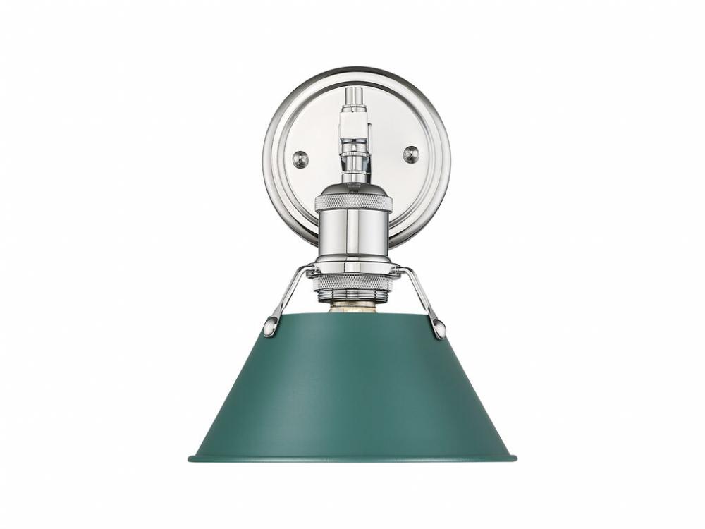 Orwell 1-Light Bath Vanity in Chrome with Pine Green