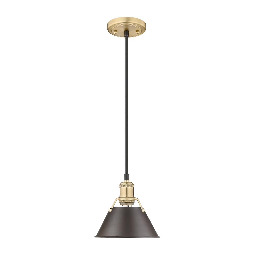 Orwell 7.5" Wide Small Pendant in Brushed Champagne Bronze with Rubbed Bronze