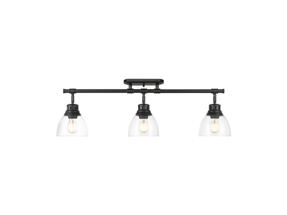 Duncan 3-Light Semi-Flush - Track Light in Matte Black with Clear Glass