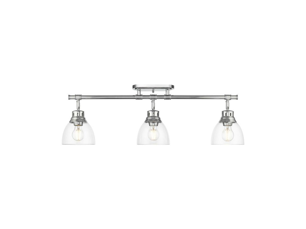 Duncan 3-Light Semi-Flush - Track Light in Chrome with Clear Glass