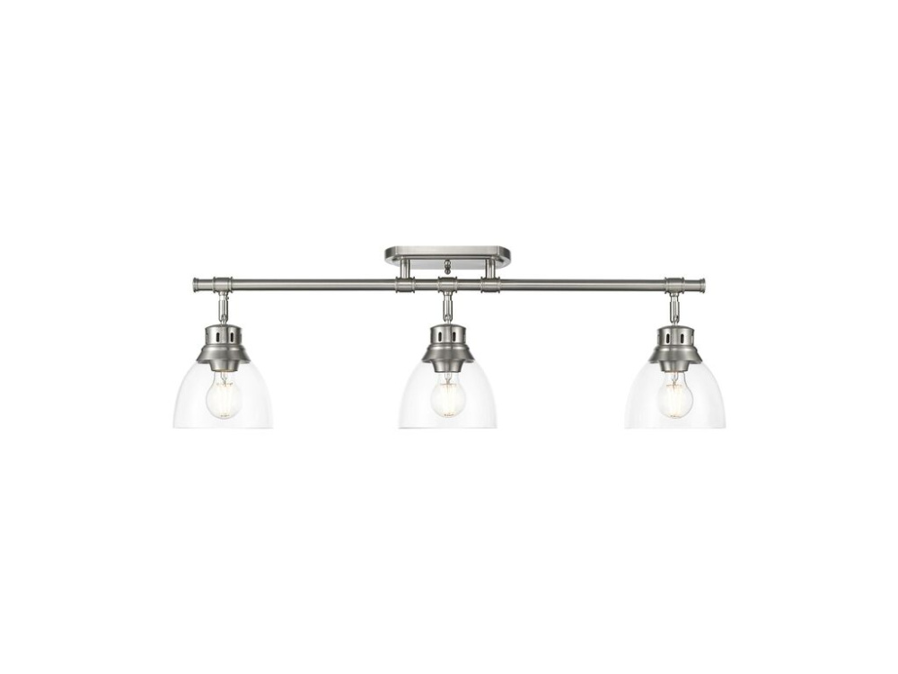 Duncan 3-Light Semi-Flush - Track Light in Pewter with Clear Glass