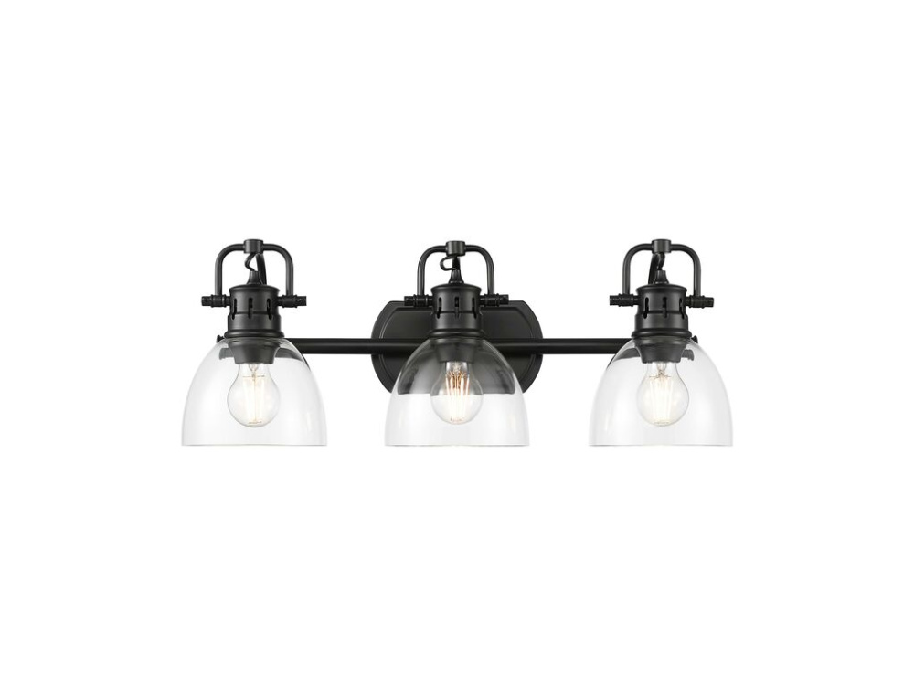Duncan 3-Light Bath Vanity in Matte Black with Clear Glass