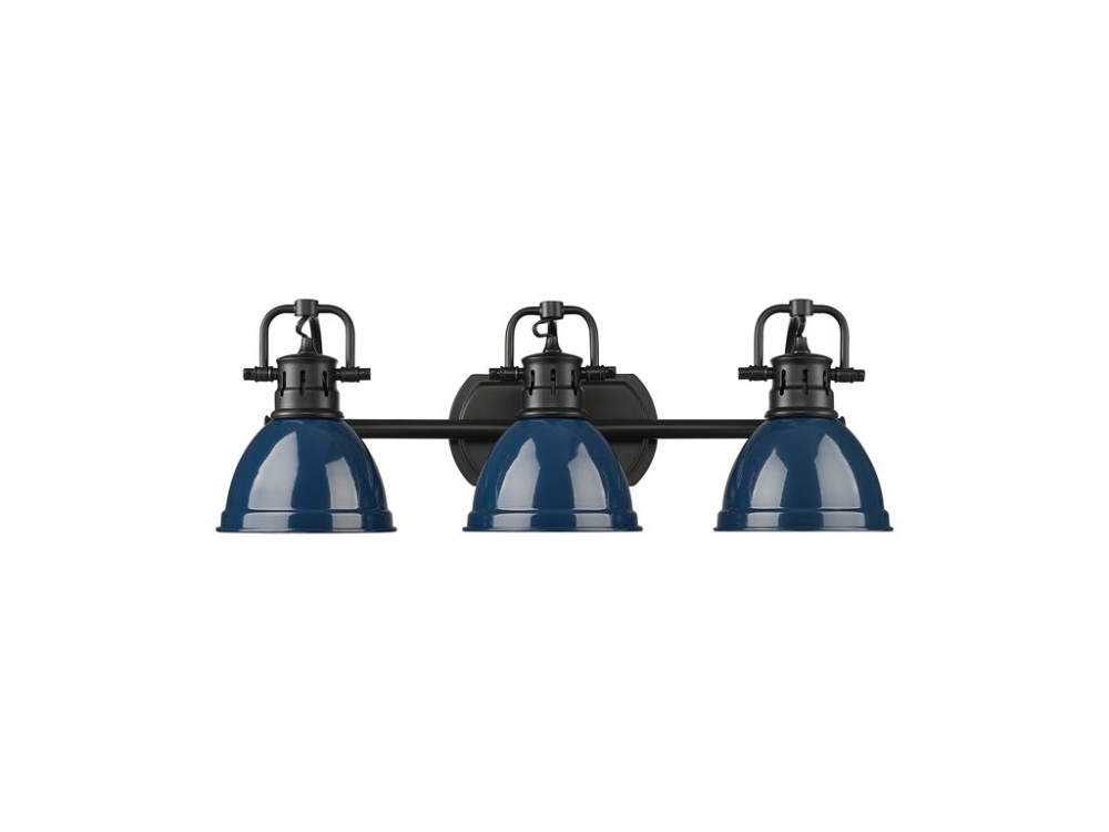 Duncan 3-Light Bath Vanity in Matte Black with Matte Navy