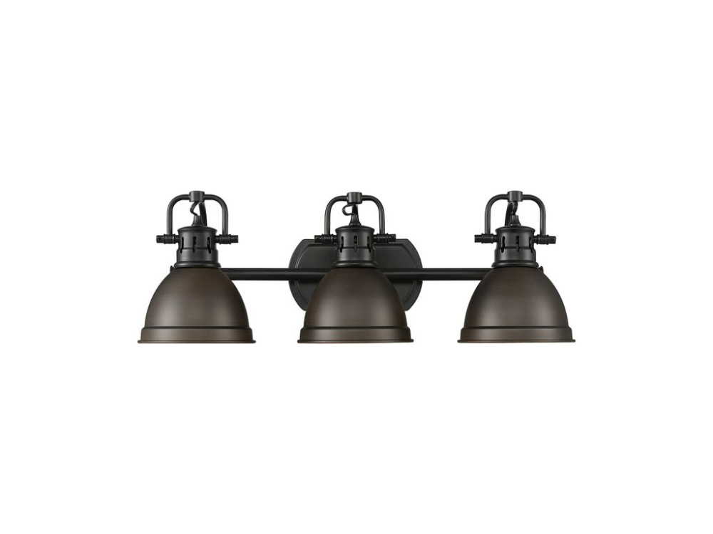 Duncan 3-Light Bath Vanity in Matte Black with Rubbed Bronze