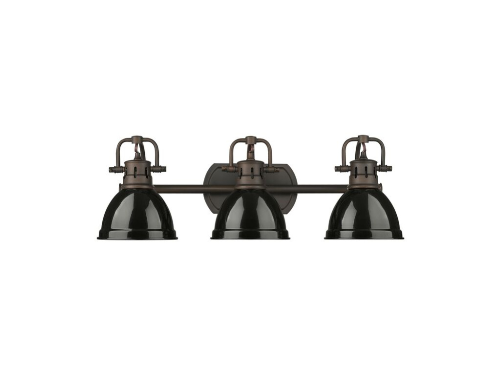 Duncan 3-Light Bath Vanity in Rubbed Bronze with Black