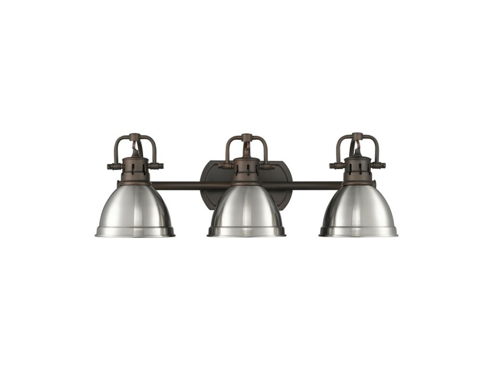 Duncan 3-Light Bath Vanity in Rubbed Bronze with Pewter