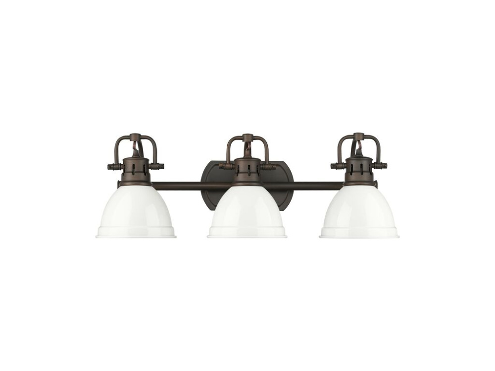 Duncan 3-Light Bath Vanity in Rubbed Bronze with White