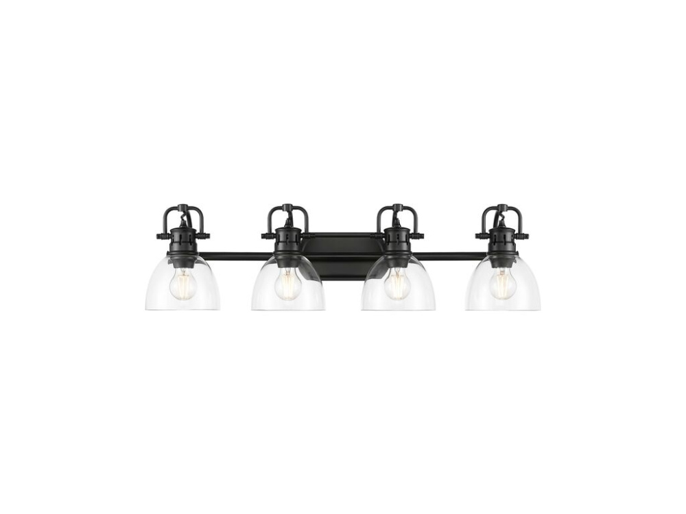 Duncan 4-Light Bath Vanity in Matte Black with Clear Glass