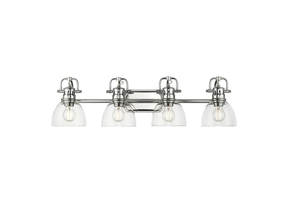 Duncan 4-Light Bath Vanity in Chrome with Clear Glass