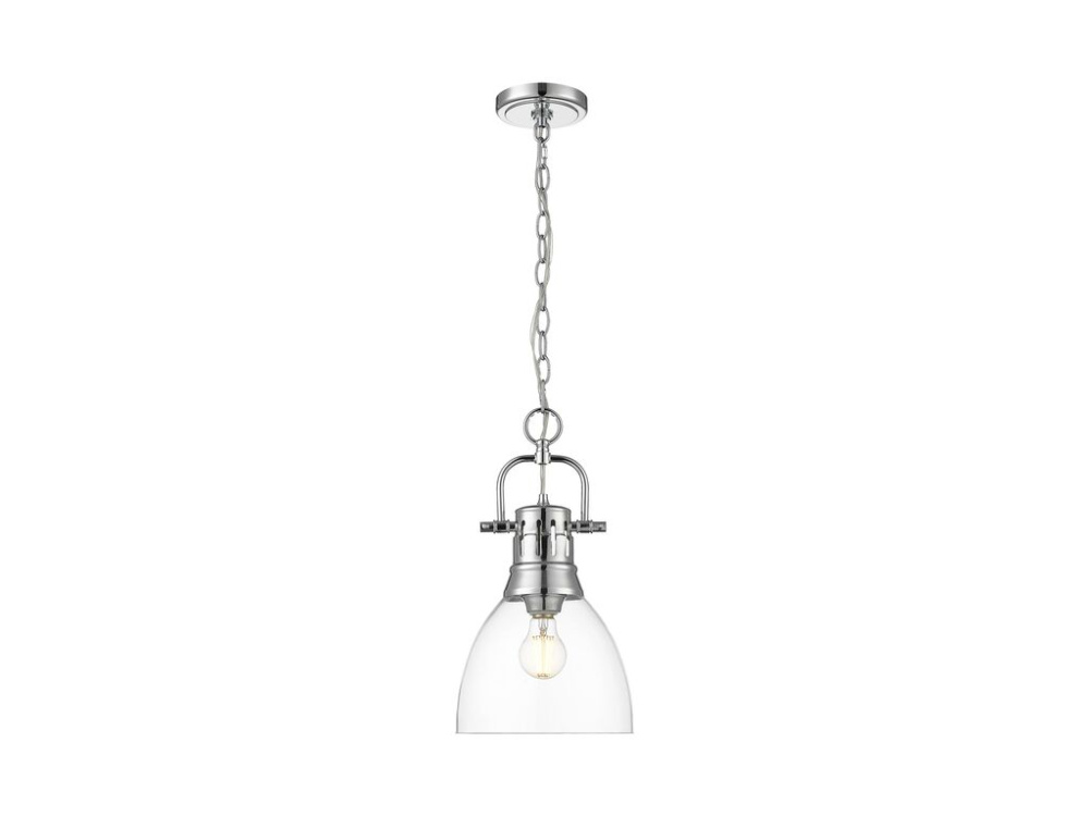 Duncan Small Pendant with Chain in Chrome with Clear Glass