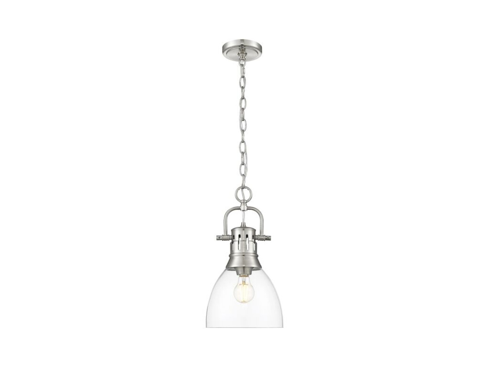 Duncan Small Pendant with Chain in Pewter with Clear Glass