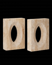 Currey 1200-0774 - Demi Travertine Bookends Set of 2